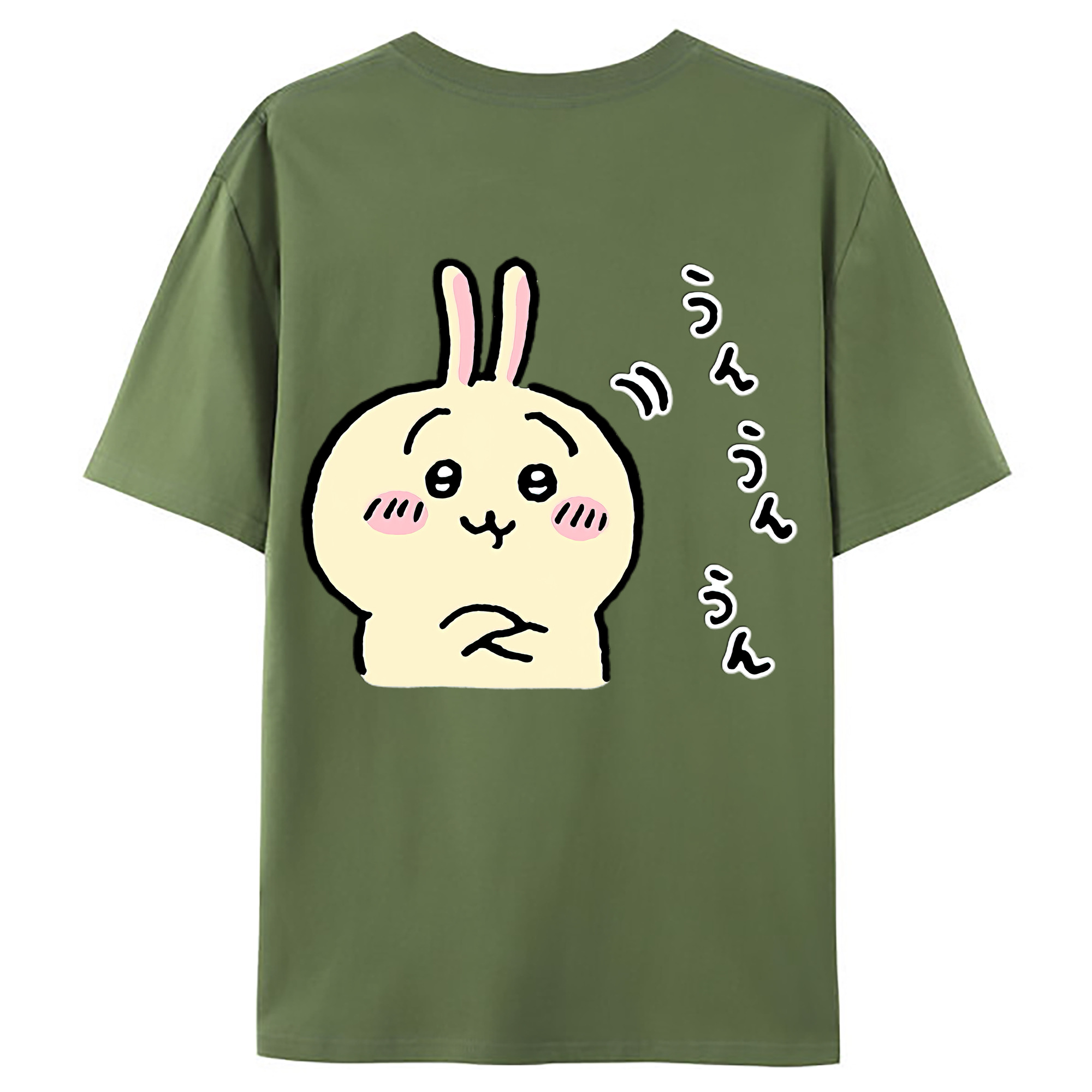 （画像用） ちいかわ うさぎ Chii-kawa usagi 綿100％ メンズ半袖Tシャツ（バックプリント） 通気性
